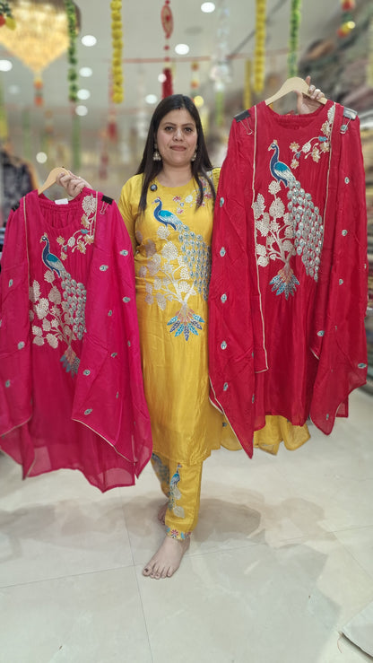 PEACOCK SABYA SANCHI DESIGNER 3 PC SUIT