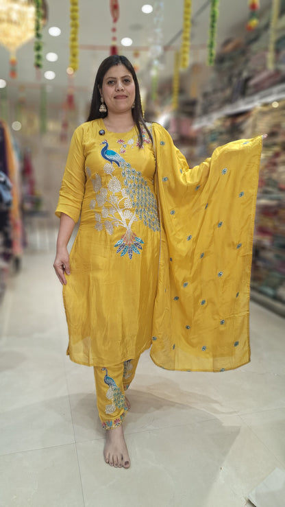 PEACOCK SABYA SANCHI DESIGNER 3 PC SUIT