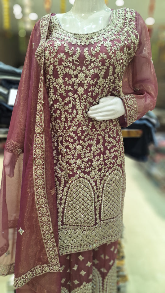 JIMMY CHU SHAHA TILLA WORK WITH JAFFA PARTY WEAR SUIT