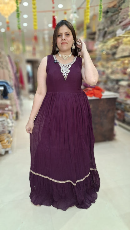 BEAUTIFUL FULL ORIGNAL MIRROR WORK CAPE WITH GEORGET GOWN FOR WEDDING WEAR