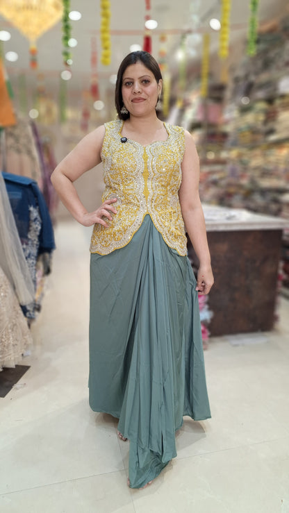 PREMIUM SILK CAPE WITH DHOTI STYLE SKIRT 3 PC SET