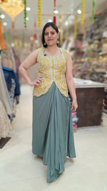 PREMIUM SILK CAPE WITH DHOTI STYLE SKIRT 3 PC SET