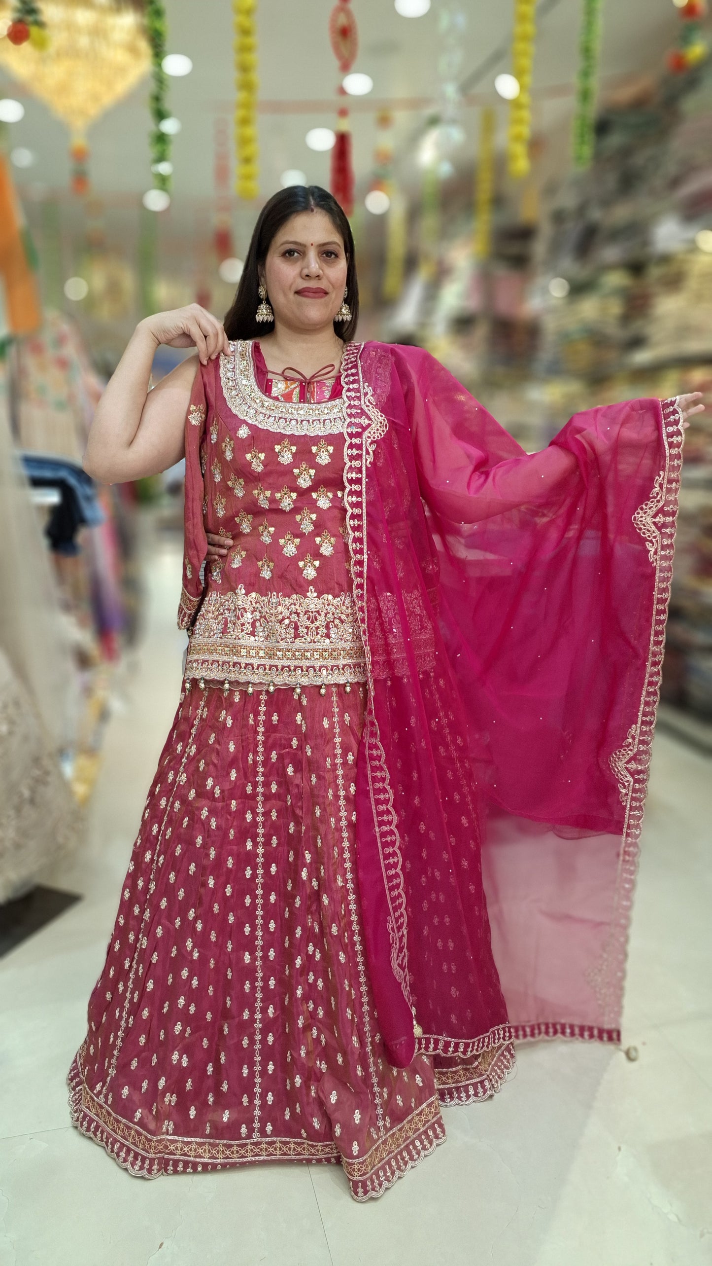 JIMMY CHOO SHASHA SHORT KURTI LEHNGA FULL TITTLA AND ZARI WORK FOR WEDDING WEAR
