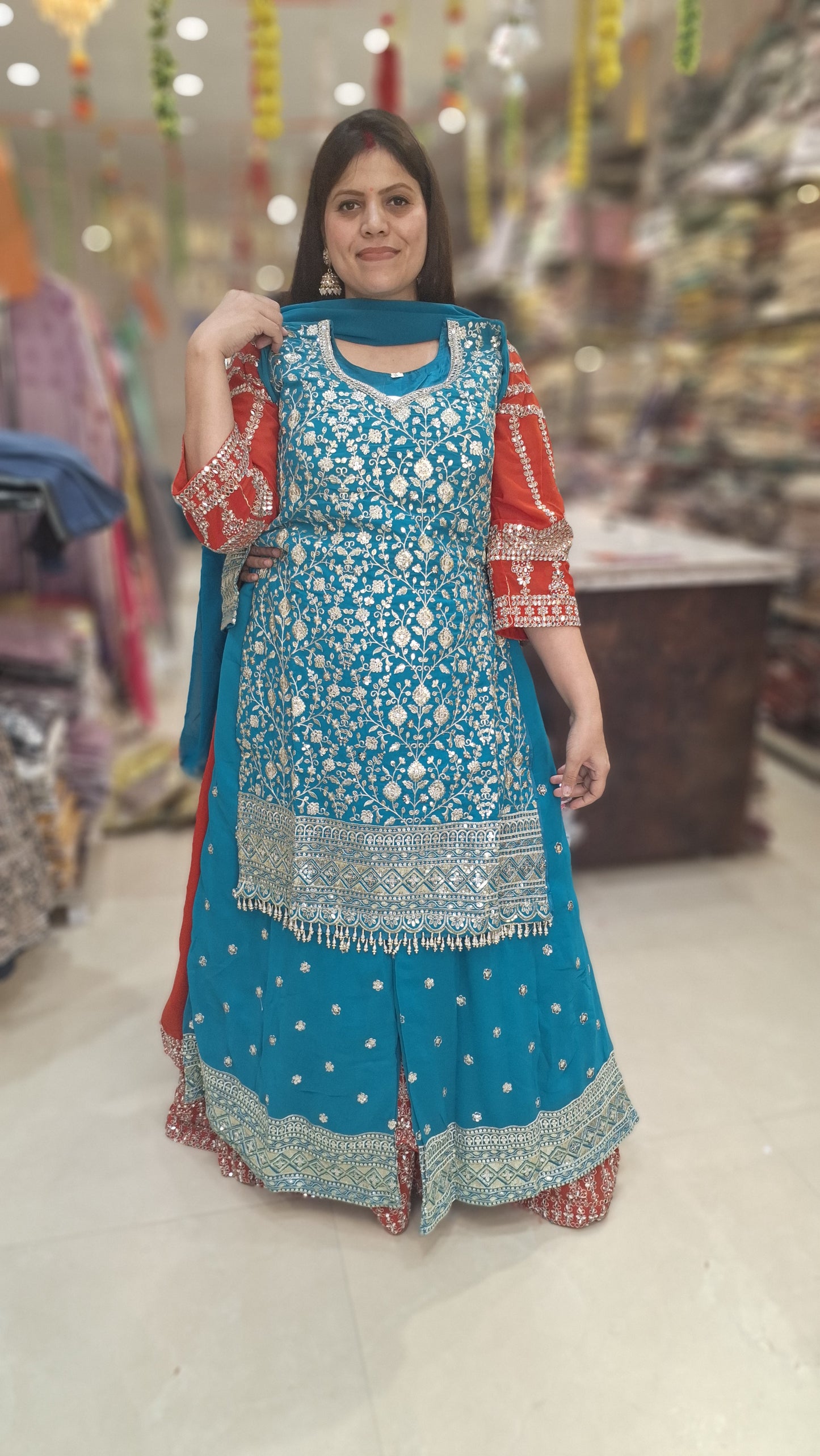 PARTY WEAR PURE GEORGET TILLA AND SIPI WORK WITH JAFFA