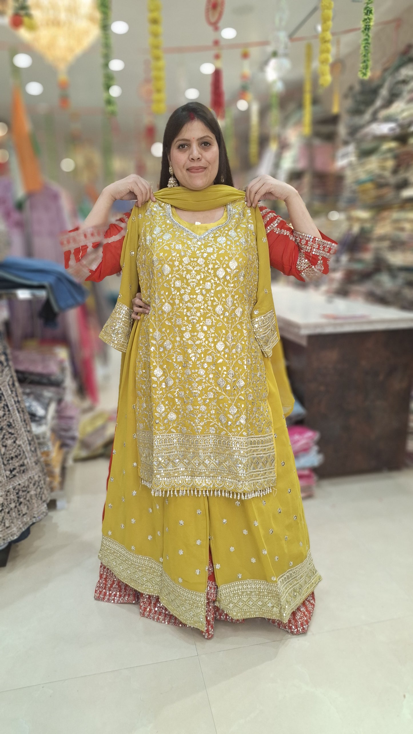PARTY WEAR PURE GEORGET TILLA AND SIPI WORK WITH JAFFA