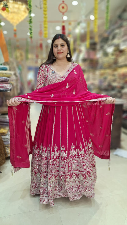 PURE GEORGET BEAUTIFUL CHOLI WITH SHRUG 3 PC HEAVY LEHNGA