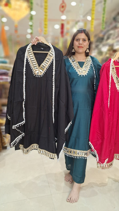 PREMIUM SILK NECK AND BORDER DESIGN 4 PC SUIT