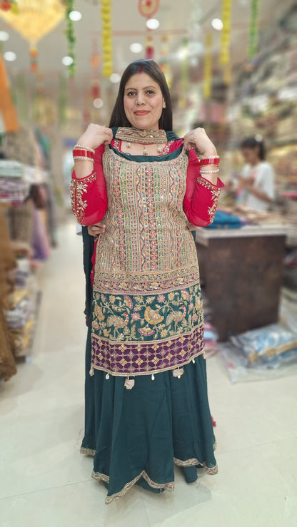 WEDIING WEAR FULL PEARL AND TILLA WORK HEAVY JAFFA SUIT