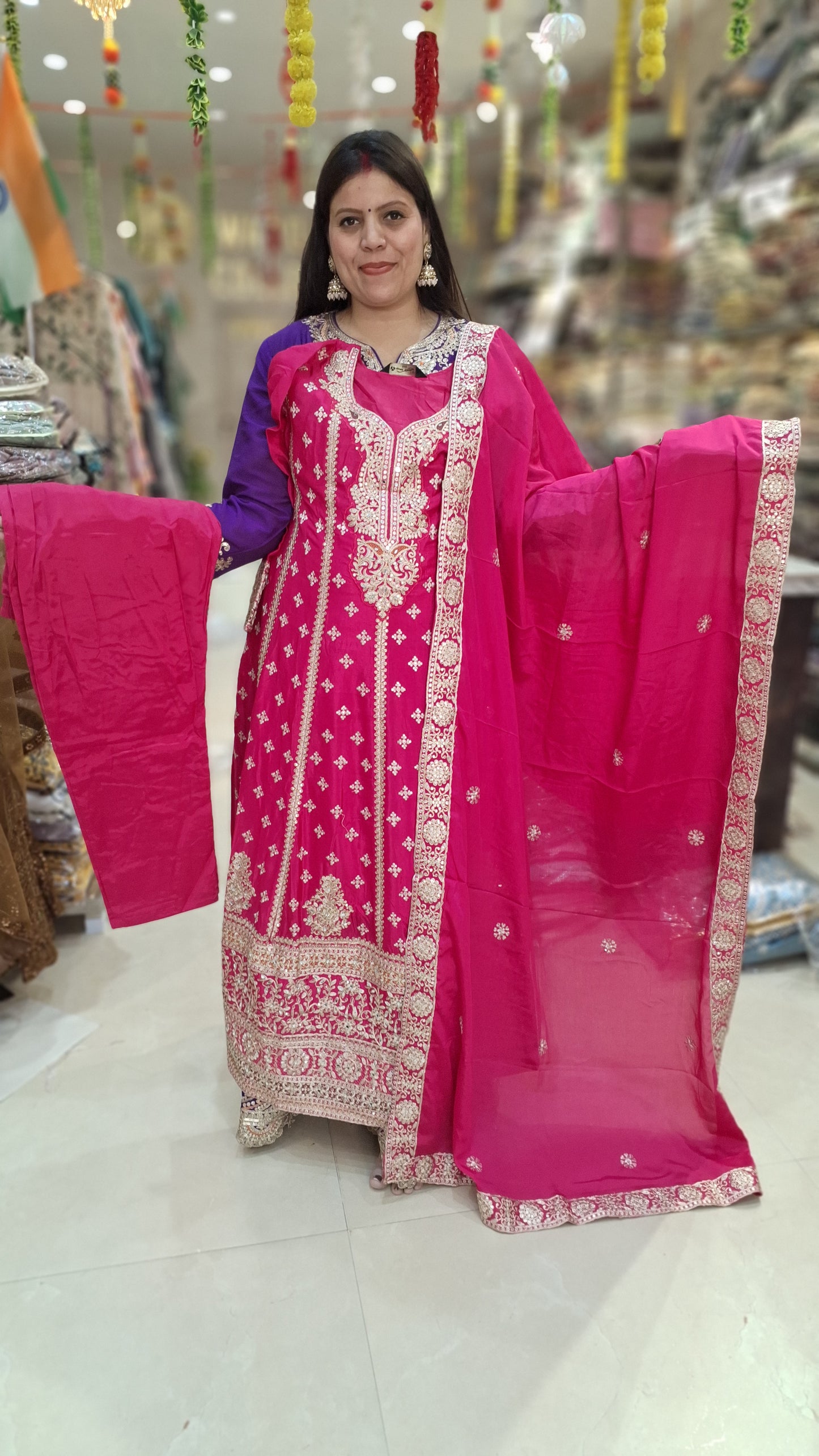 PURE CHINON TILLA AND SIPI WORK NECK AND SHIRT DESIGN ANARKALI