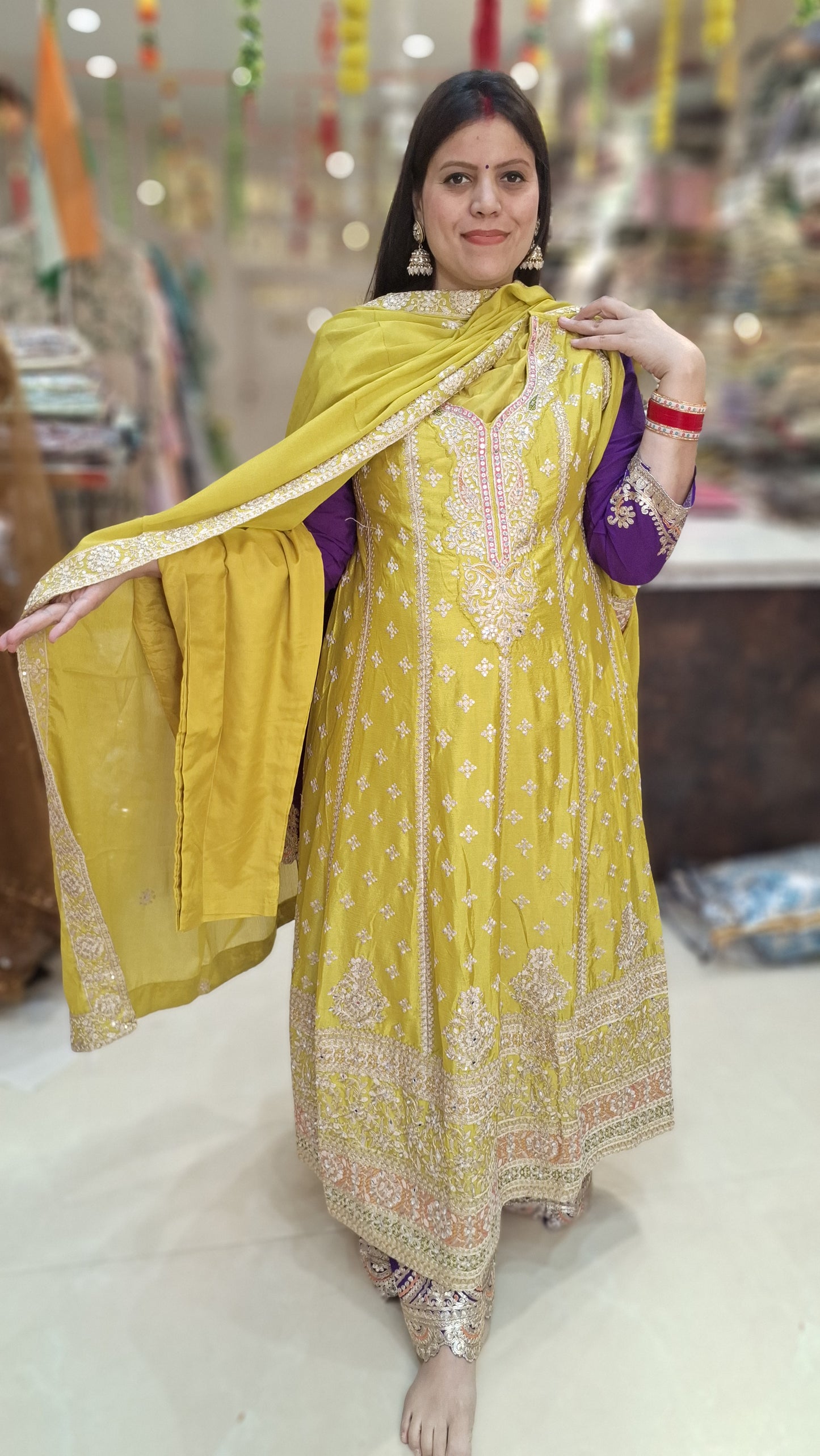 PURE CHINON TILLA AND SIPI WORK NECK AND SHIRT DESIGN ANARKALI