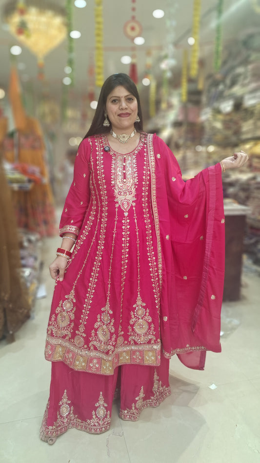 PURE CHINON PATCH TIILA WORK WITH ANARKALI