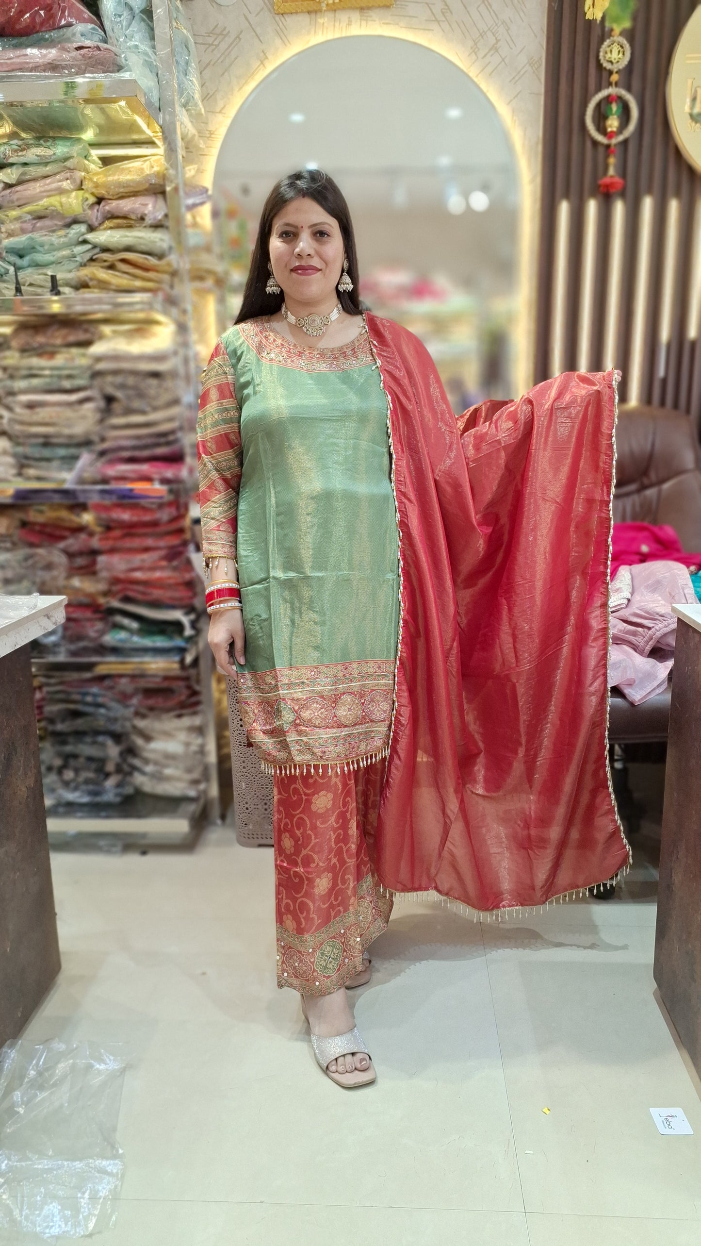 PARTY WEAR JIMMY CHU SHA SHA BANARSI PLAZO SUIT