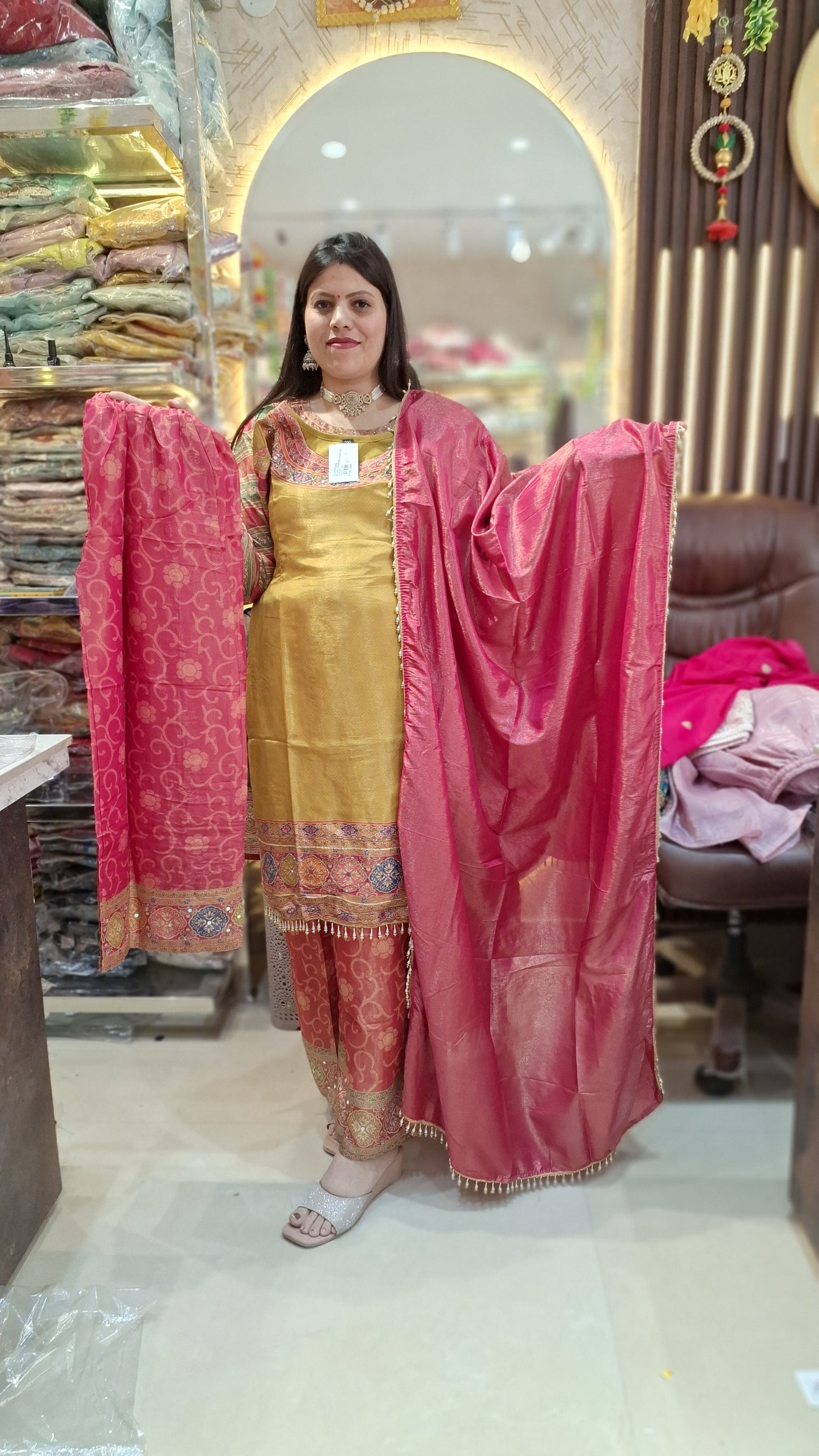 PARTY WEAR JIMMY CHU SHA SHA BANARSI PLAZO SUIT