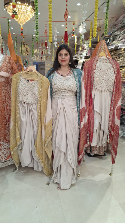 STUNNING 3 PEACE PARTY WEAR DHOTI STYLE DRESS