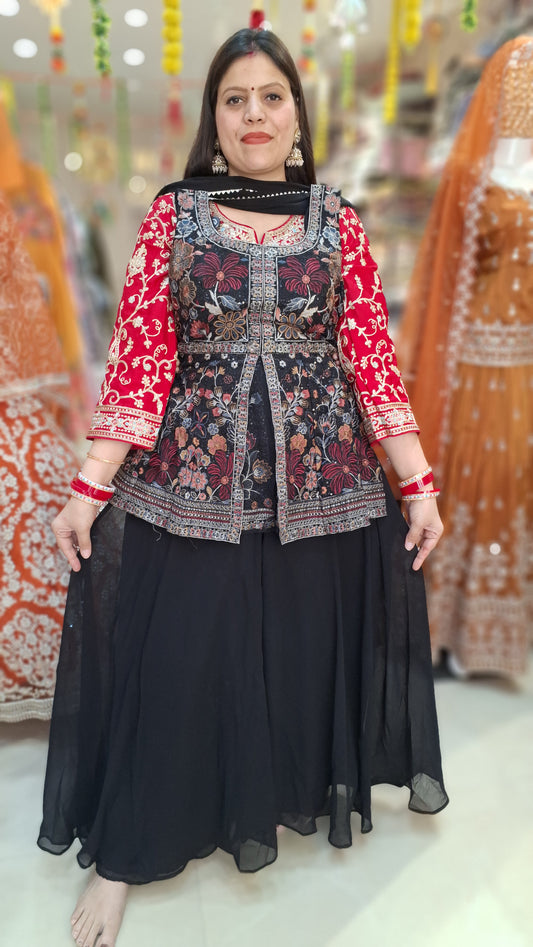 PURE GEORGET SHORT KURTI WITH FULL FLAIR JAFFA