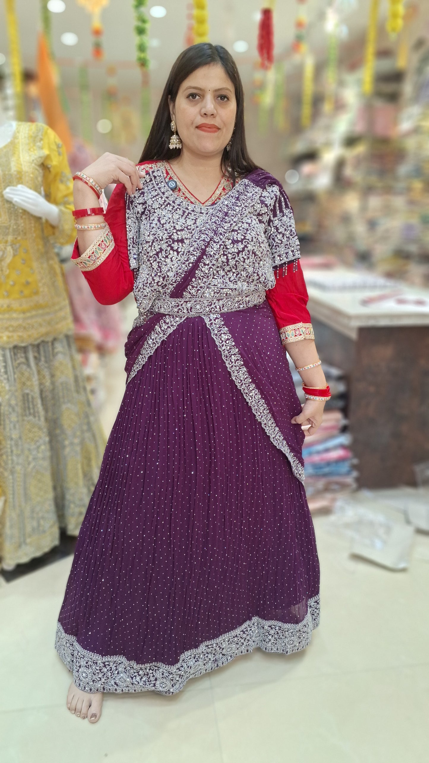 PURE CHINON CHOLI WORK WITH TIILA LEHNGA SARI