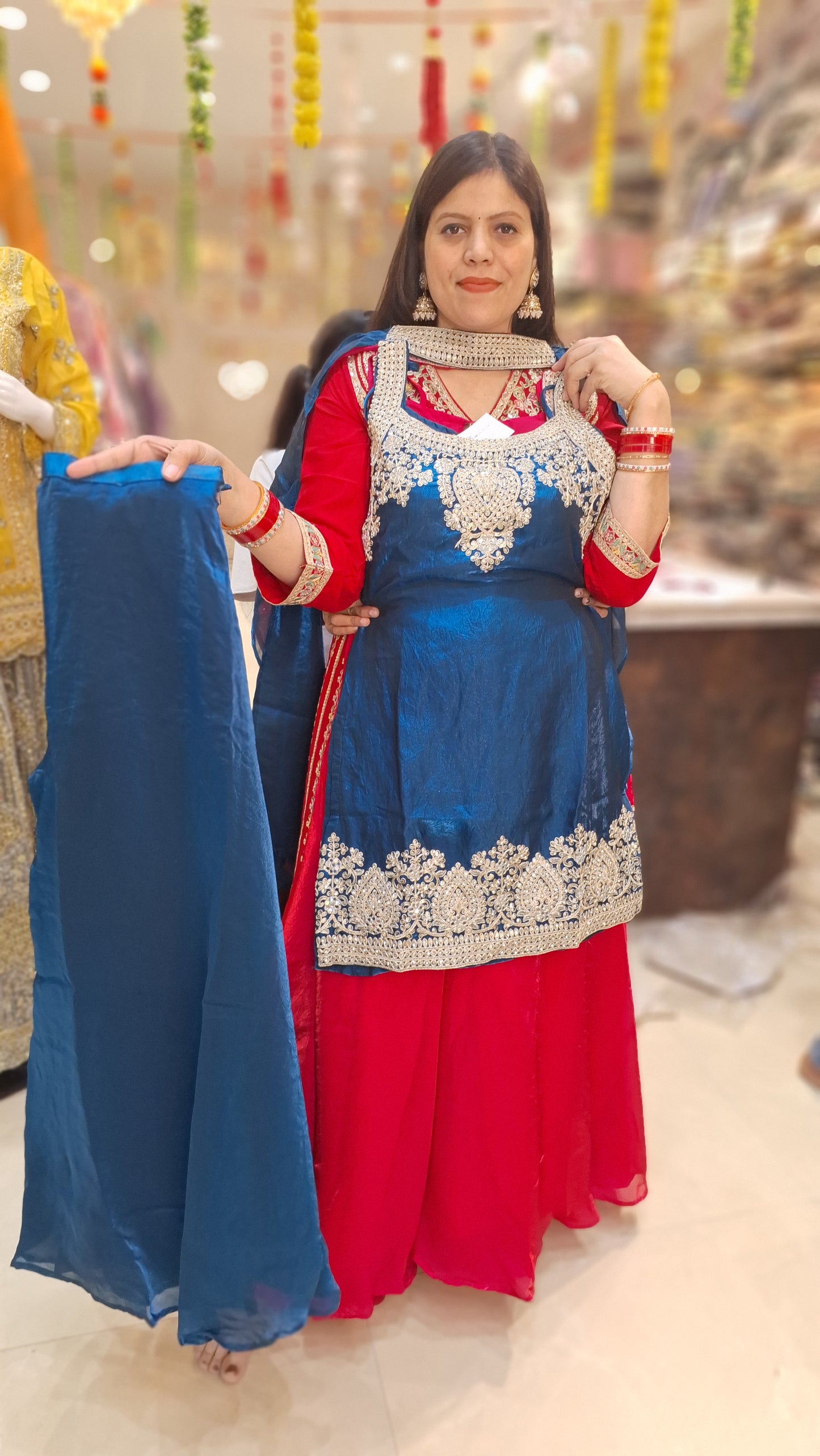 GLASS TISSUE NECK AND BORDER DESIGN TILLA WORK WITH HEAVY JAFFA