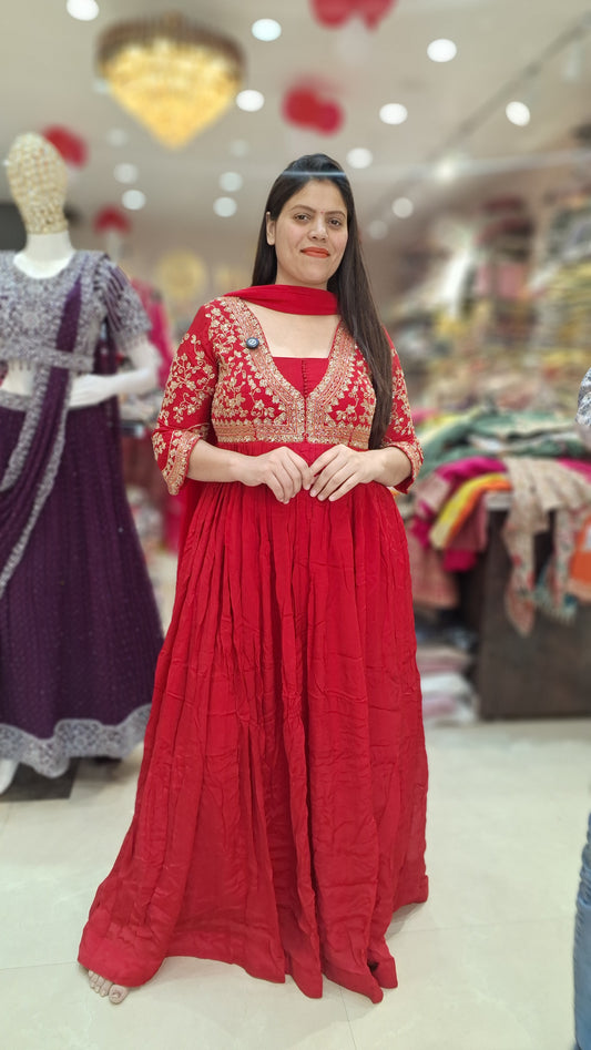 CHINON SILK DESIGN WITH ORIGNAL MIRROR AND TILLA WORK GOWN