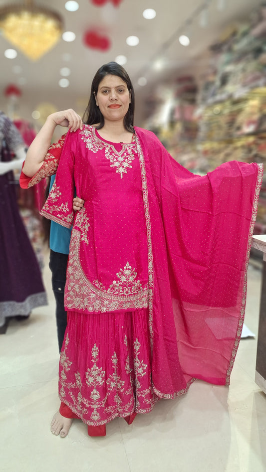PURE CHINON FULL TILLA WORK 3 PC DESIGNER JAFFA SUIT