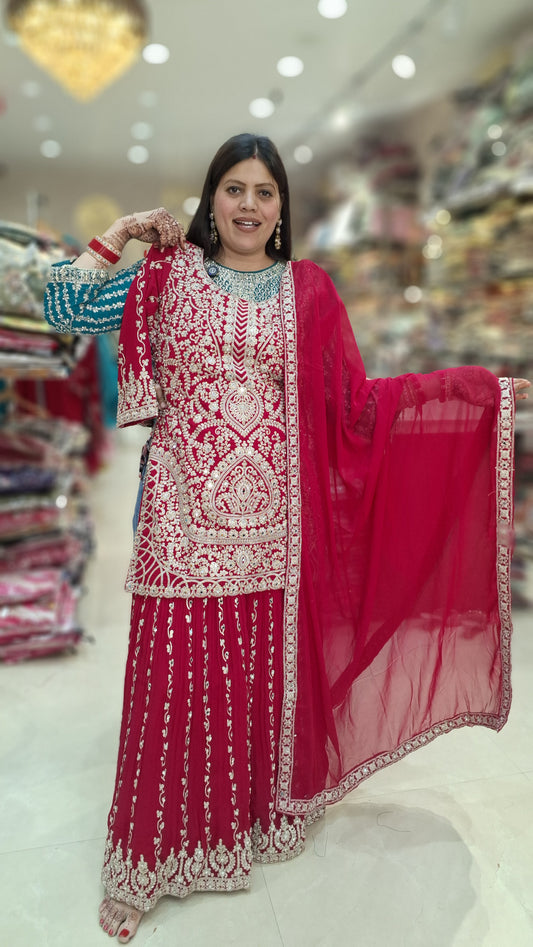 PREMIUM GEORGET ORIGNAL MIRROR WORK HEAVY SHARARA