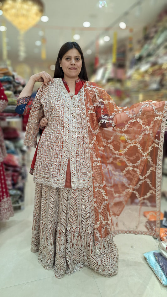 JIMMY CHU WITH NETED FRONT CUT SHIRT WITH JAFFA BEAUTIFUL DUPPTA