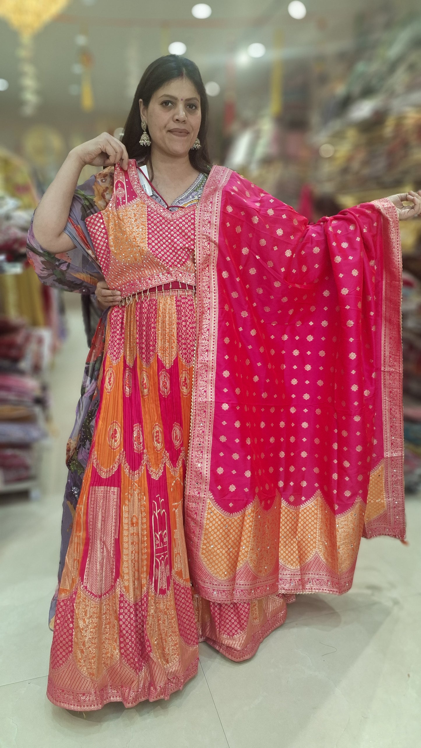 BEAUTIFUL SHORT TOP DESIGN WITH PEARL WORK BANARSI LEHNGA