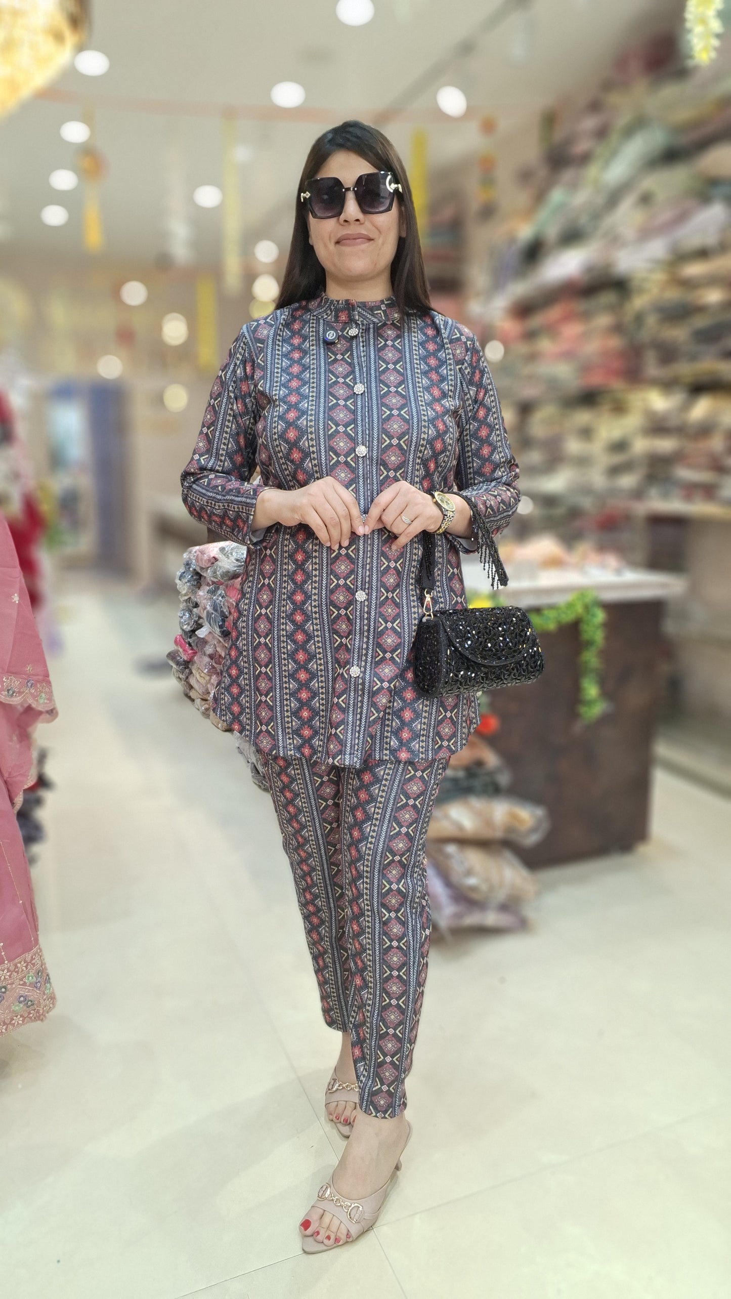 PREMIUM VELVET IKKAT PRINT CORDSET