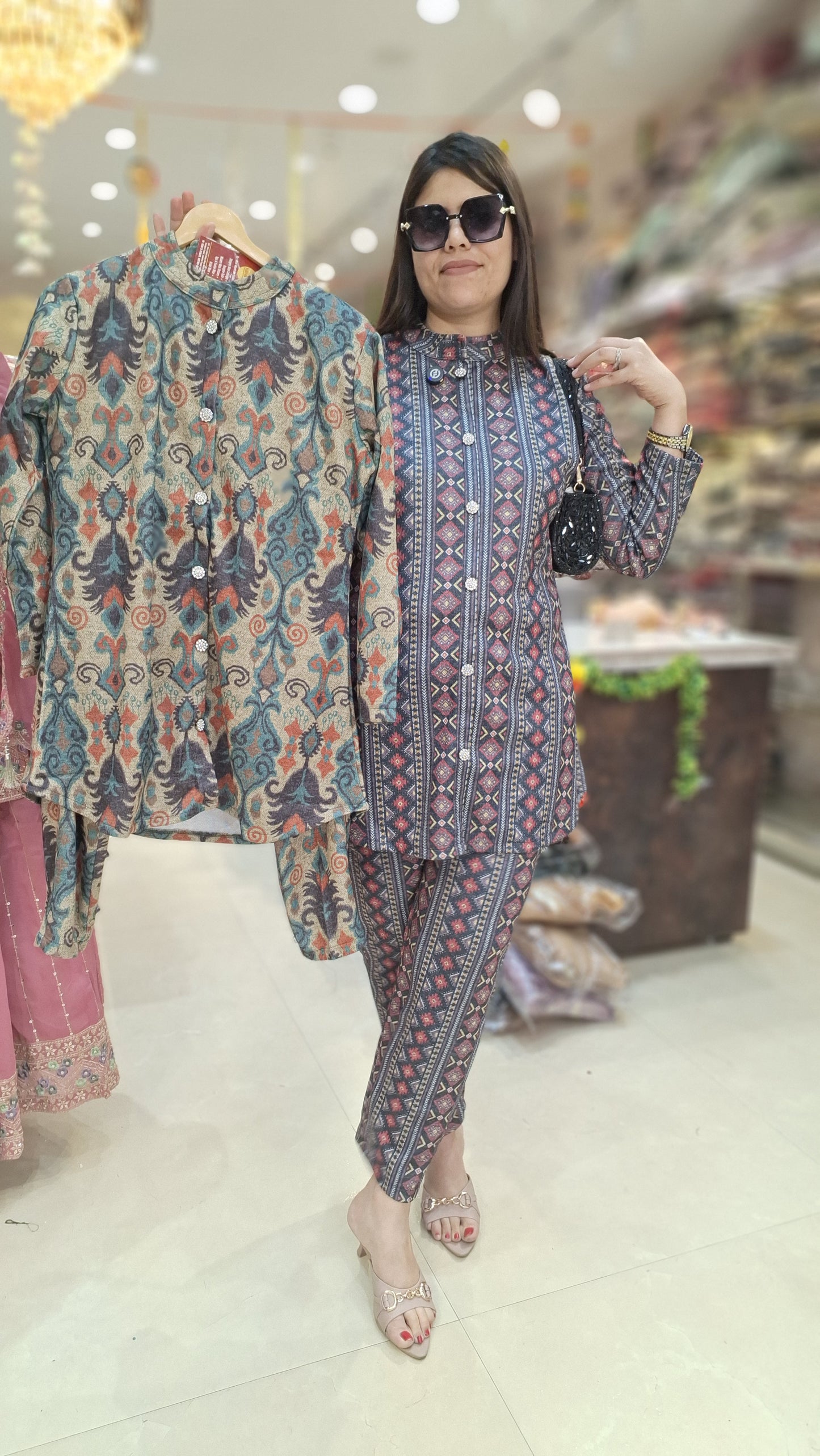 PREMIUM VELVET IKKAT PRINT CORDSET