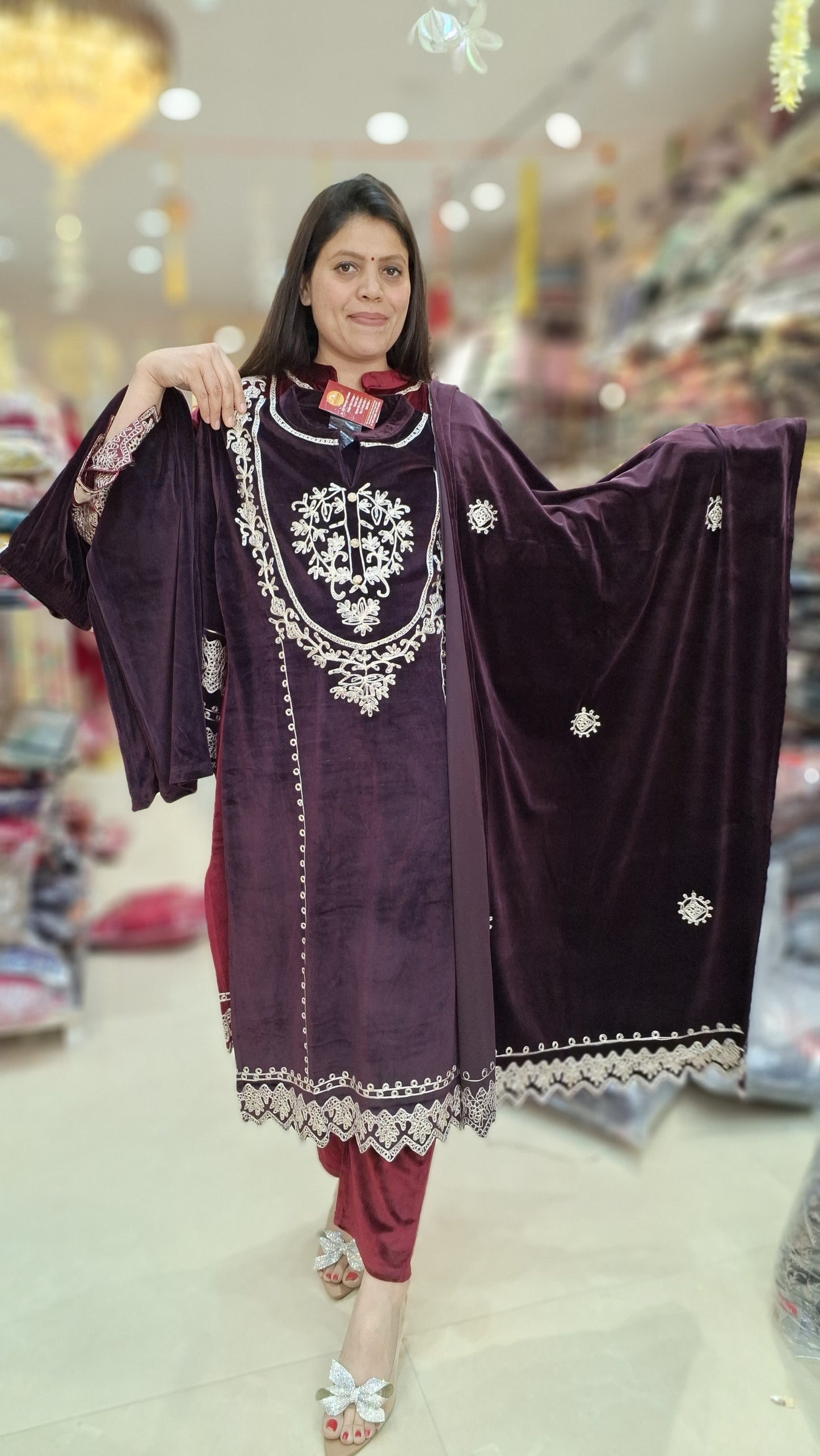 PREMIUM VELVET THREAD WORK WITH BEAUTIFUL SHAWL 3 PC SUIT
