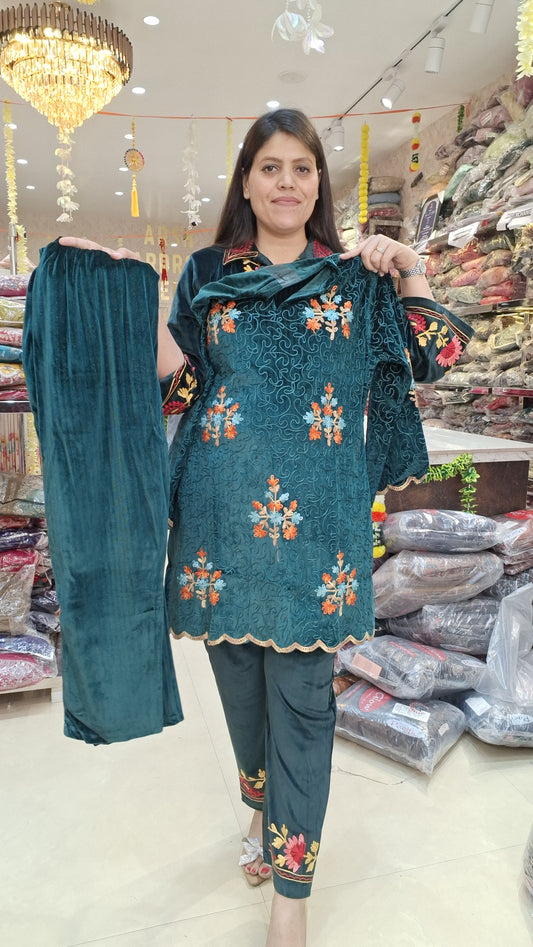 KASHMIRI FULL EMBROIDED PREMIUM VELVET PLUS SIZE CORDSET