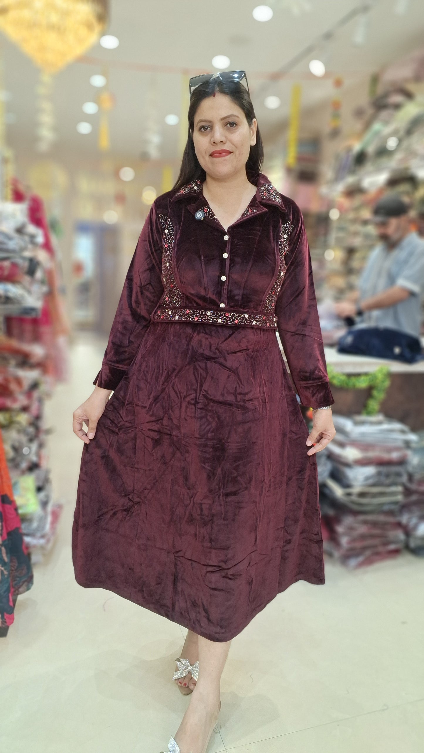 BEAUTIFUL JAKET DESIGN VELVET DRESS