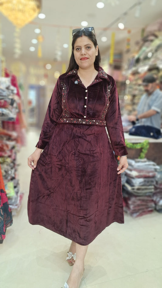 BEAUTIFUL JAKET DESIGN VELVET DRESS