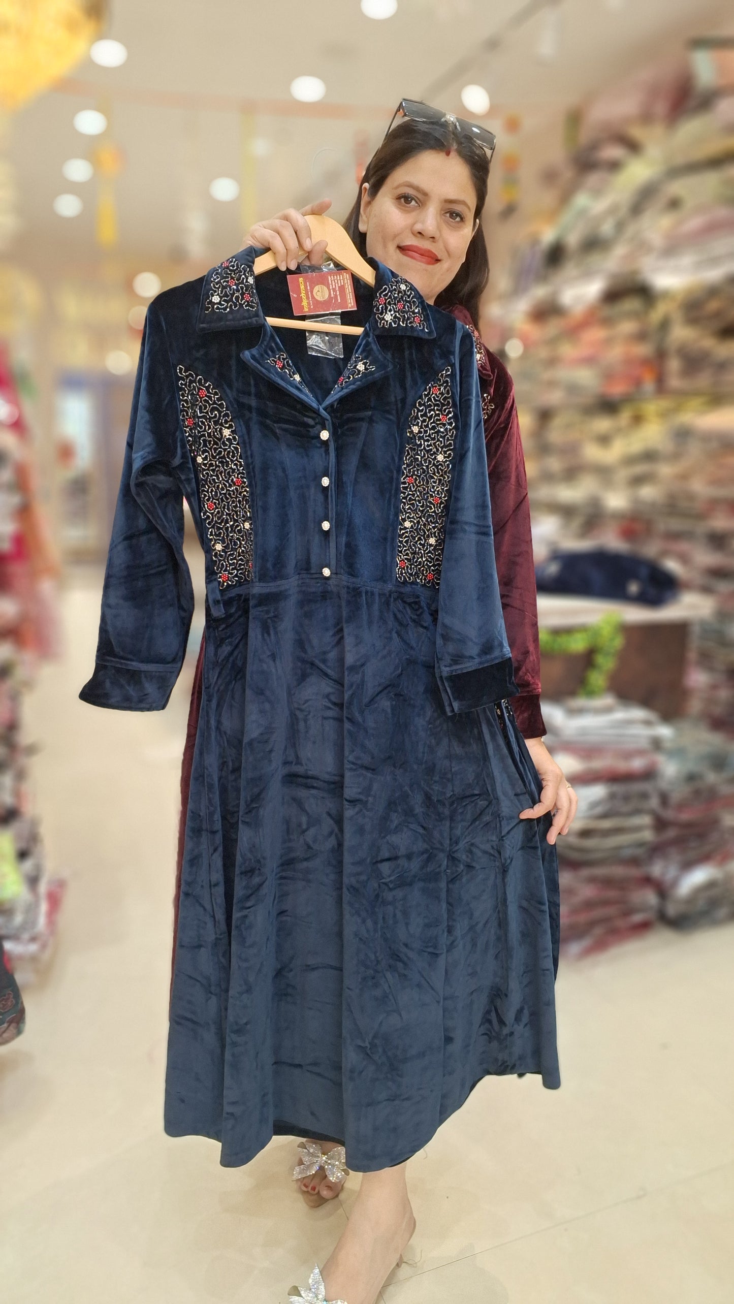 BEAUTIFUL JAKET DESIGN VELVET DRESS