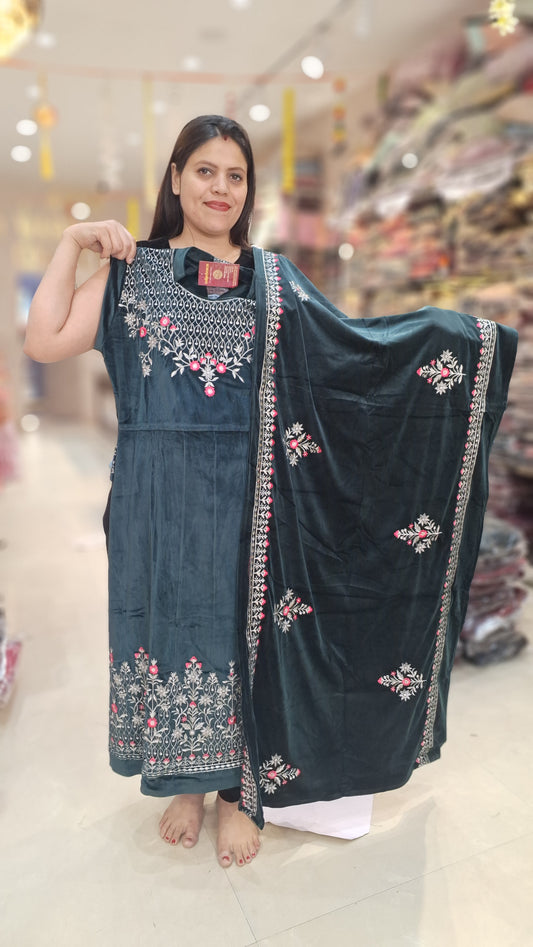 BEAUTIFUL HANDWORK DESIGN ANARKALI WITH EMBROIDED DUPPTA