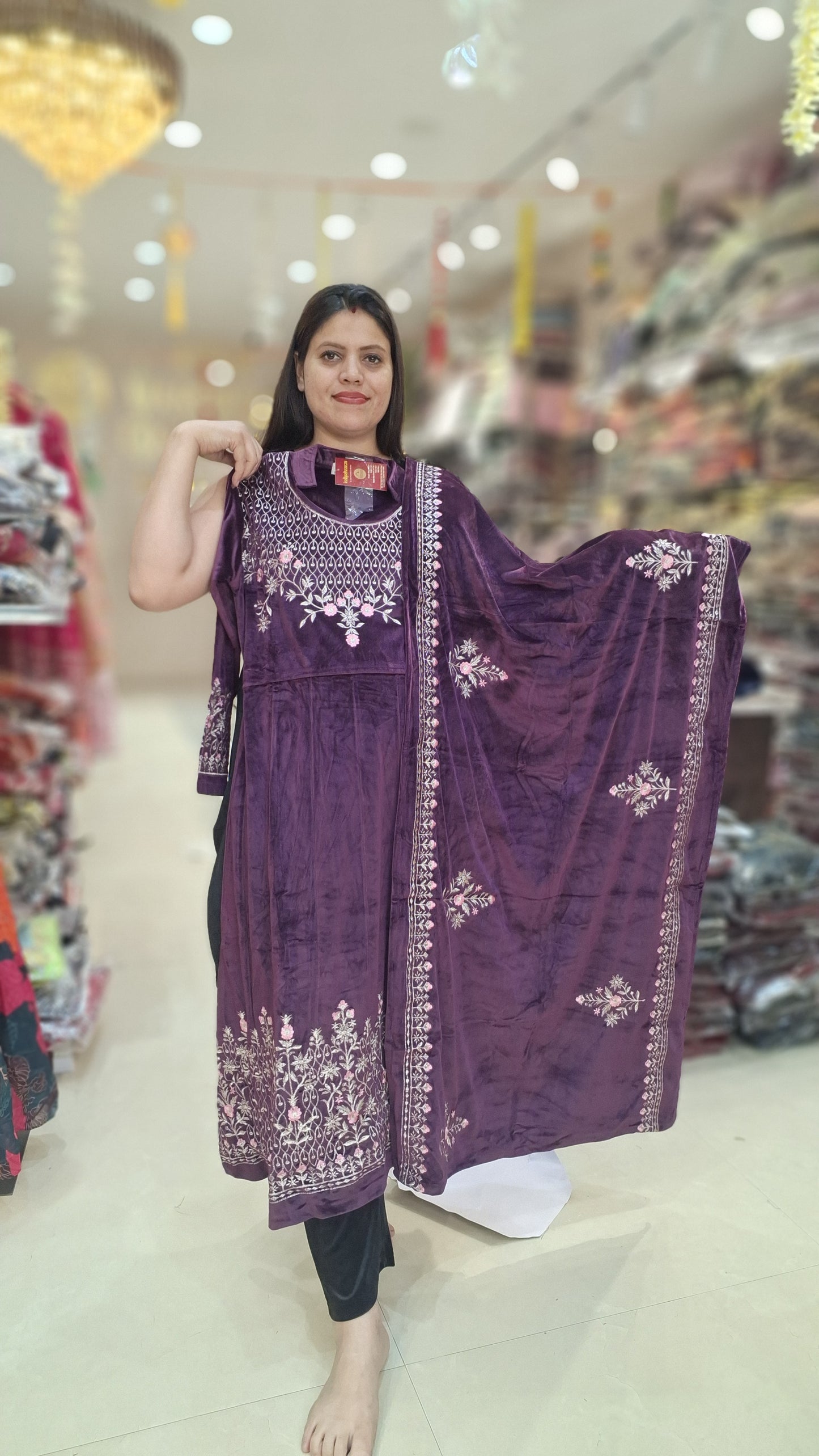 BEAUTIFUL HANDWORK DESIGN ANARKALI WITH EMBROIDED DUPPTA