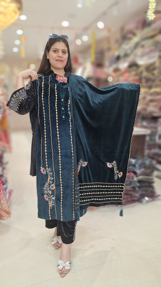 PREMIUM VELVET HANDWORK EMBROIDED WITH DUPPTA SUIT