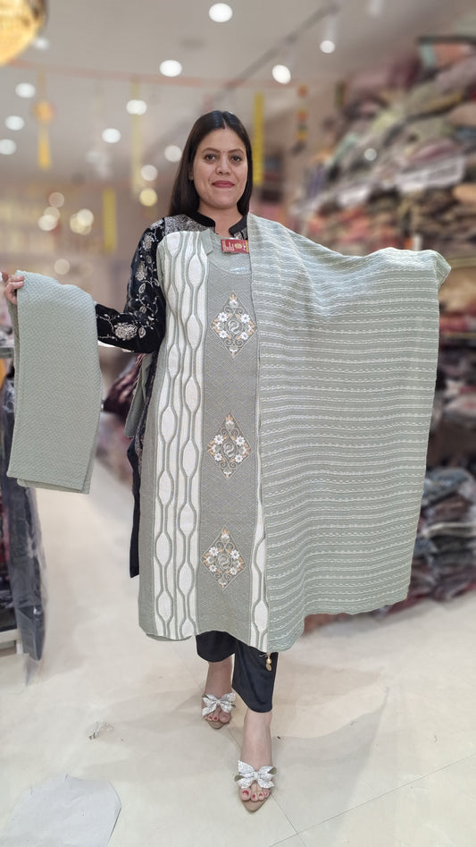 PREMIUM WOOL WAVING 3 PC SUIT WITH DUPPTA