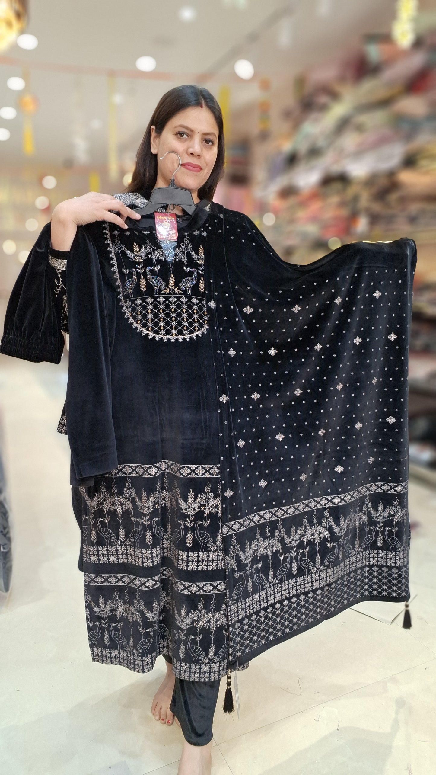 WEDING WEAR FULL HANDWORK VELVET WITH DUPPTA SUIT