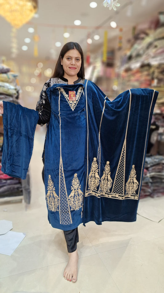 PLUS SIZE BEAUTIFUL VELVET ROYAL BLUE SUIT