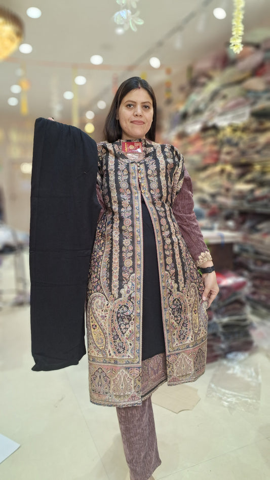 PASHMINA VELVET 3PC SHRUG CORDSET