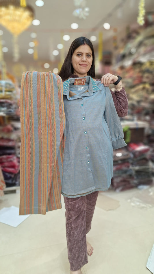 PLUS SIZE MULTI COLURED WOOL CORDSET