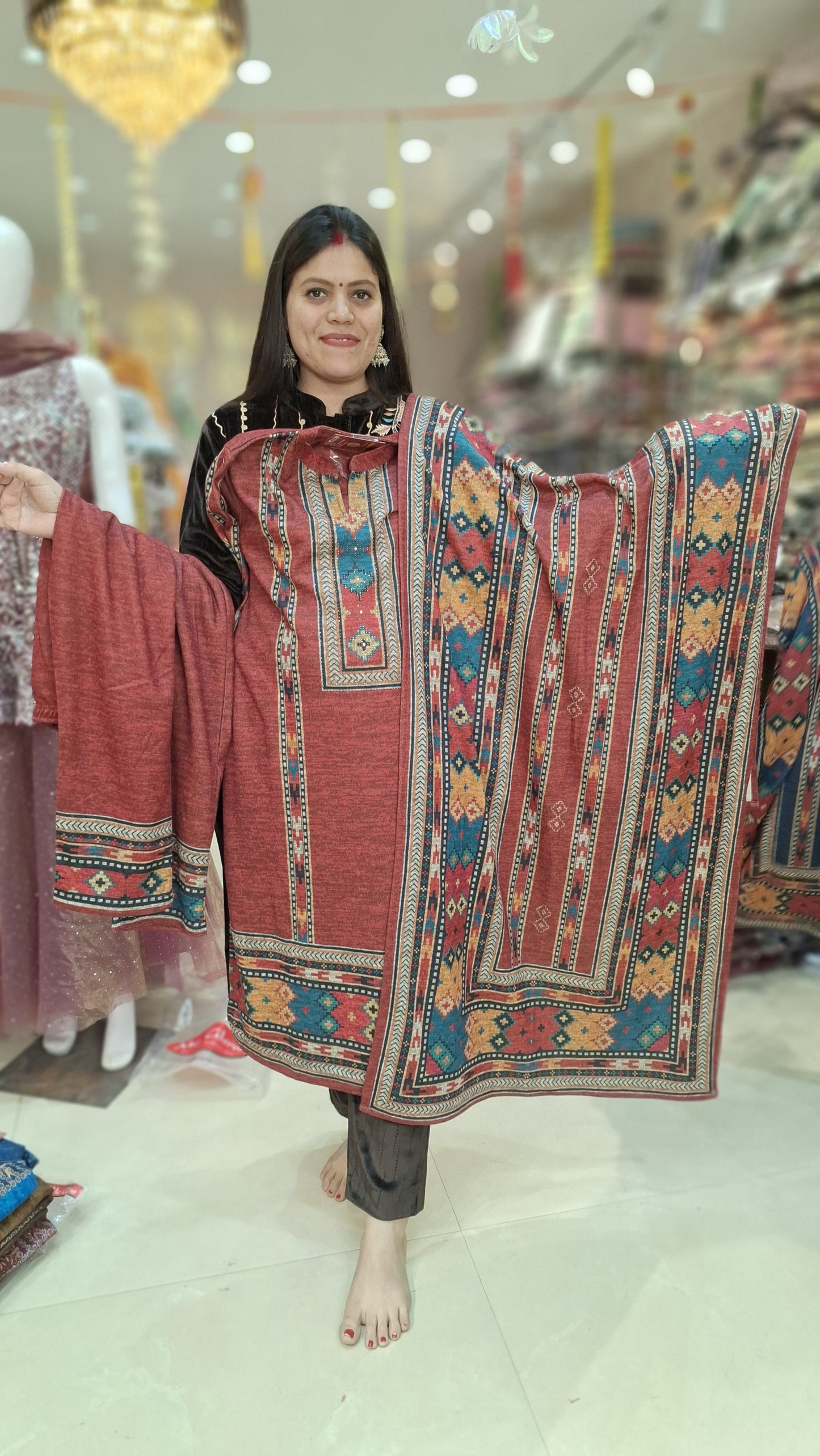 PATTI WORK WOOL WITH BEAUTIFUL SUIT (ARTICAL NO-02)