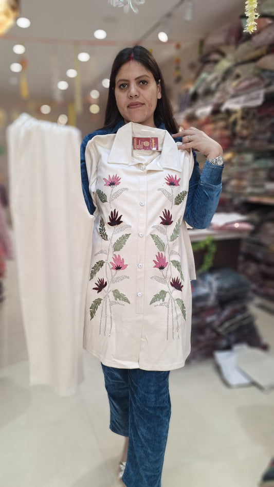 PREMIUM WOOL FLOWER EMBROIDED CORDSET