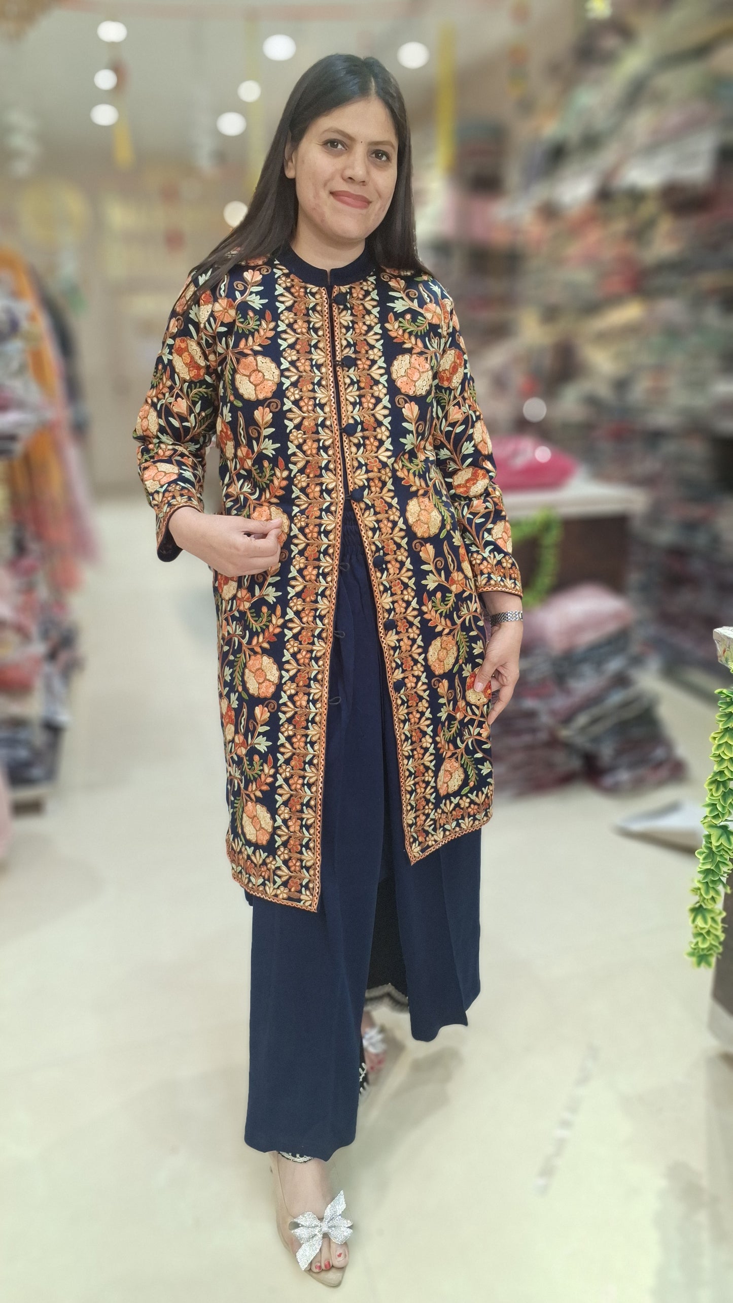 PREMIUM DAFFODIL WOOL MUTITHREAD WORK 3PC SHRUG CORDSET