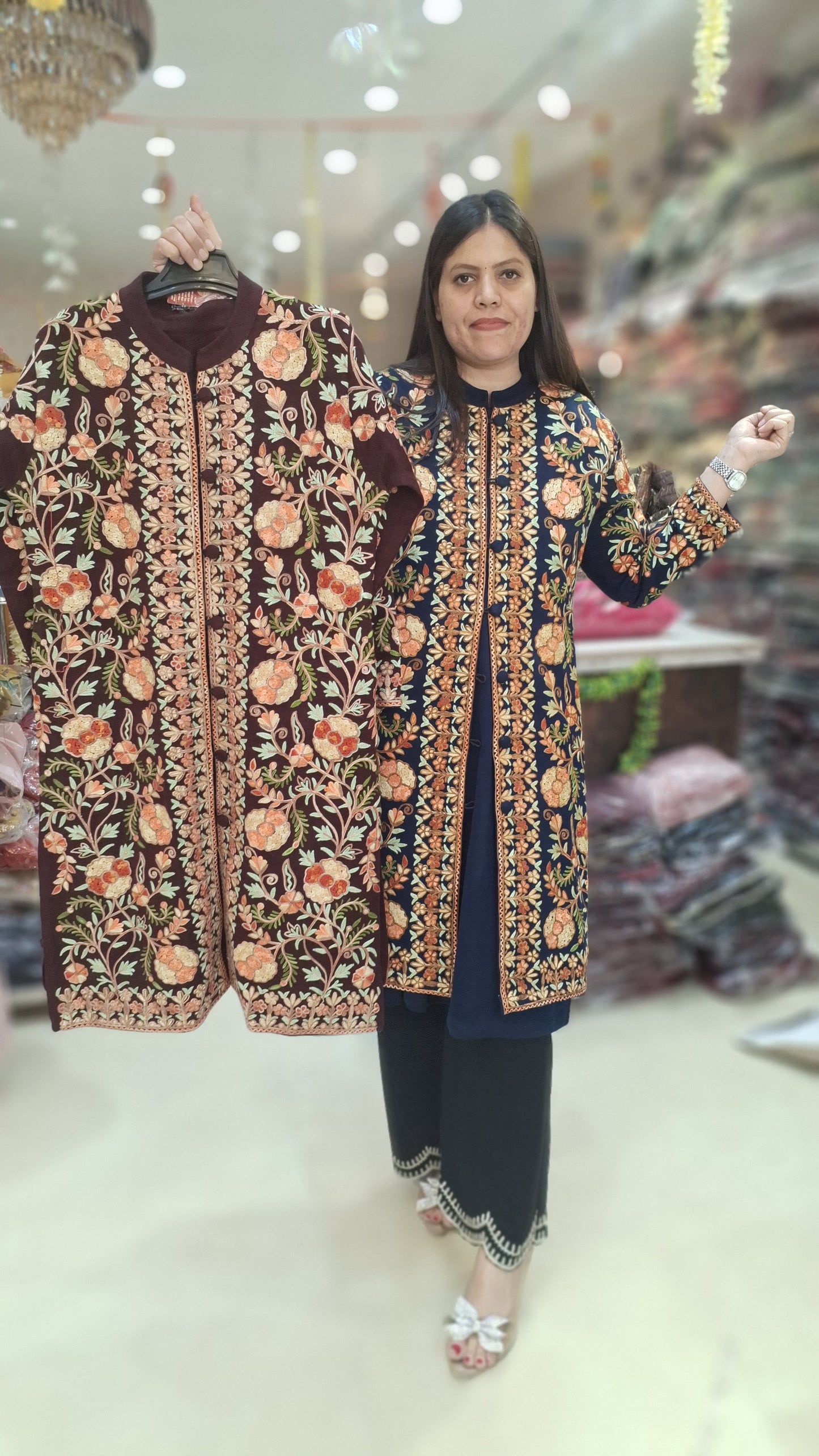 PREMIUM DAFFODIL WOOL MUTITHREAD WORK 3PC SHRUG CORDSET