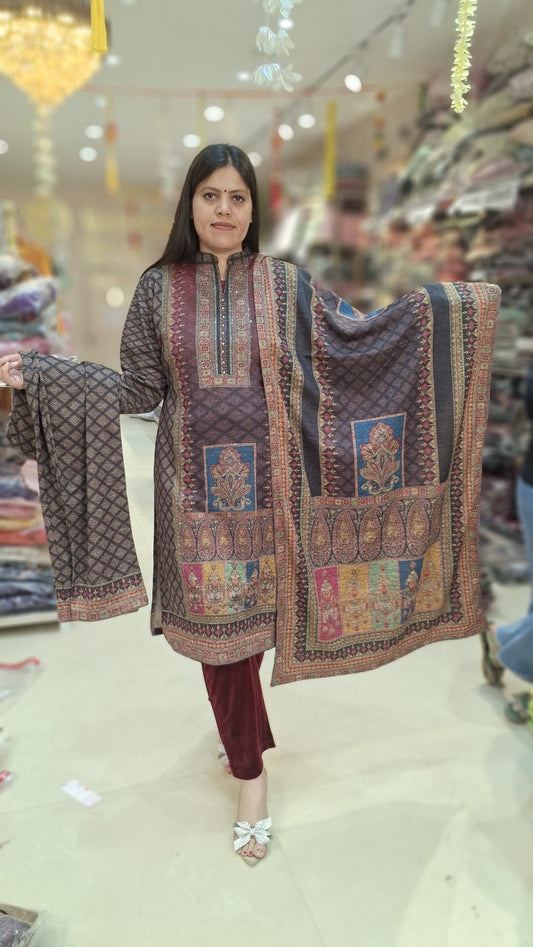 BEAUTIFUL DESIGN WITH DAIMOND SIRVOSKI WOOL 3PC SUIT