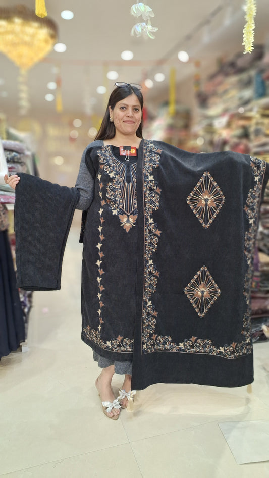 PREMIUM SHANEYL VELVET THREAD WORK 3PC SUIT