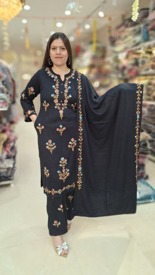 PREMIUM WOOL FULL THREAD WORK 3PC SUIT