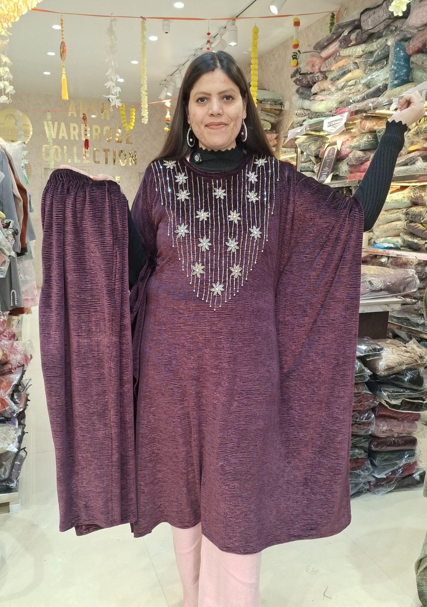 PREMIUM CRUSH VELVET HANDWORK KAFTAN