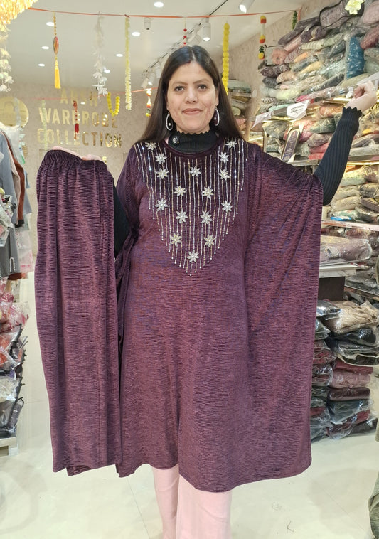PREMIUM CRUSH VELVET HANDWORK KAFTAN
